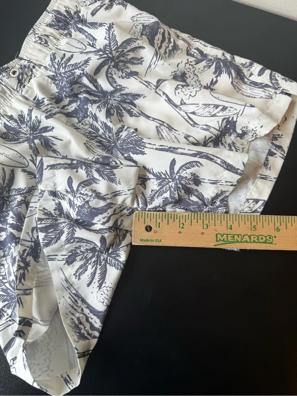 Youth Art Class Swim Trunks Size Large (10/12) Cream with Navy Palm Trees